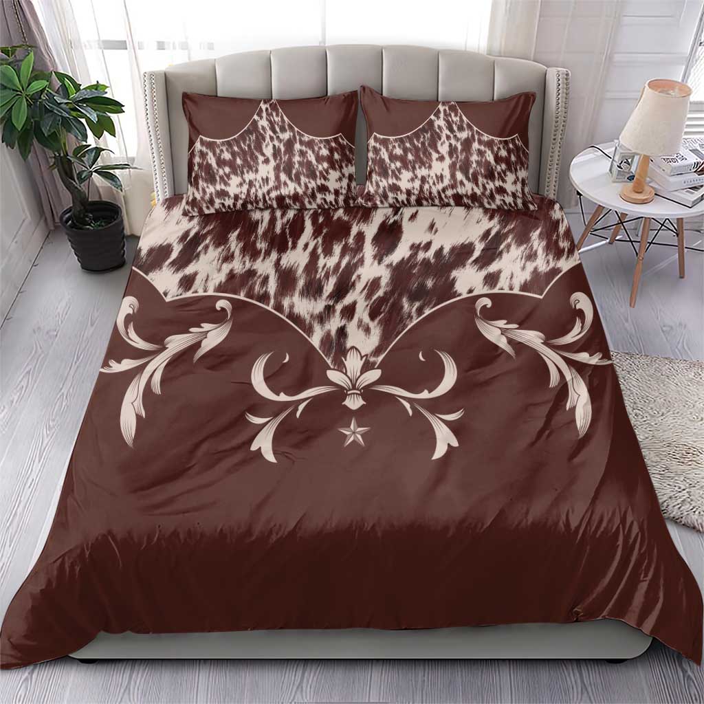 Cowboys Wild West Bedding Set Dark Brown Cow Prints - Wonder Print Shop