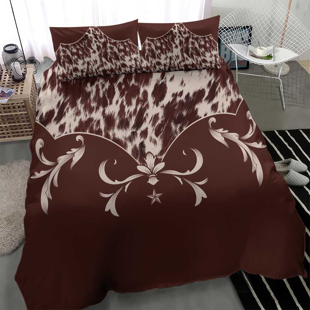 Cowboys Wild West Bedding Set Dark Brown Cow Prints - Wonder Print Shop