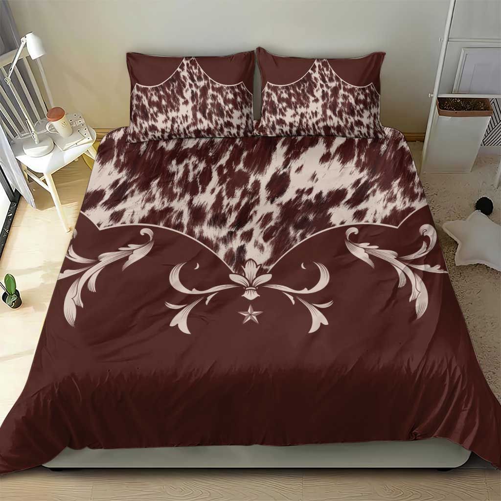 Cowboys Wild West Bedding Set Dark Brown Cow Prints - Wonder Print Shop