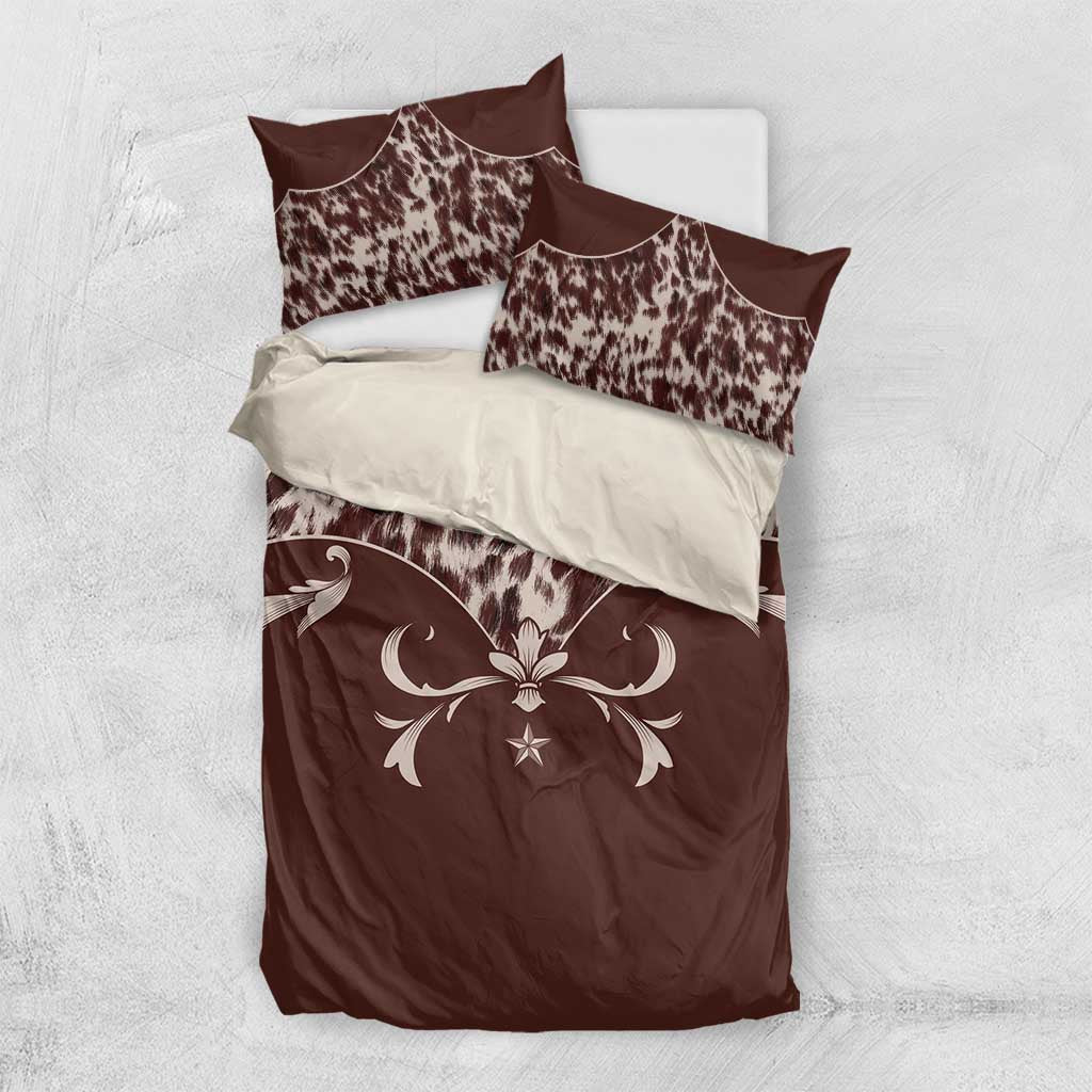 Cowboys Wild West Bedding Set Dark Brown Cow Prints - Wonder Print Shop