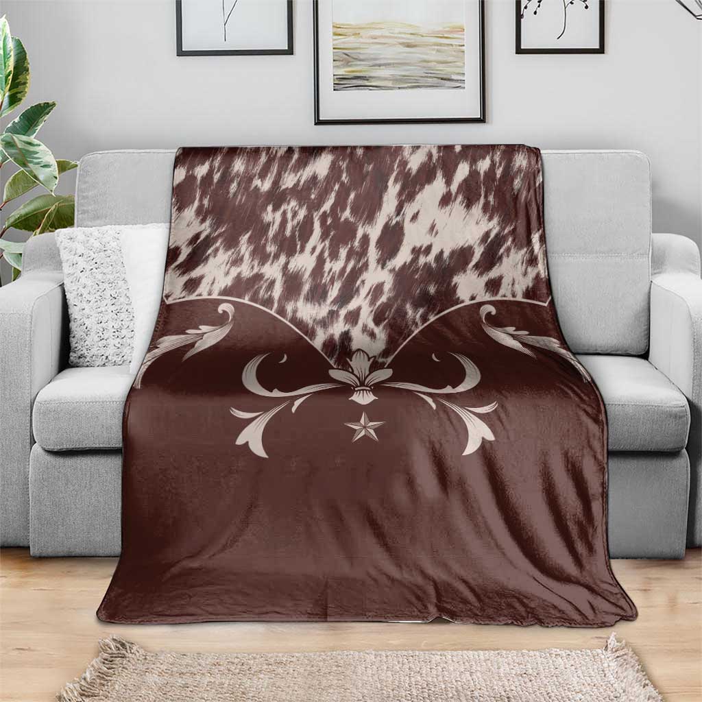 Cowboys Wild West Blanket Dark Brown Cow Prints - Wonder Print Shop