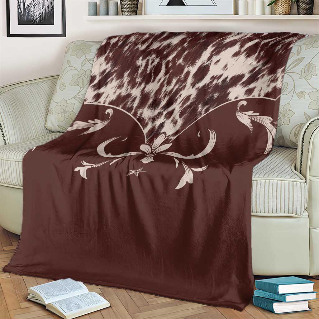 Cowboys Wild West Blanket Dark Brown Cow Prints - Wonder Print Shop