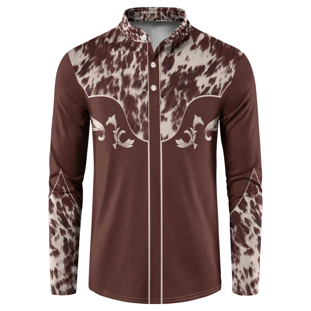 Cowboys Wild West Button Sweatshirt Dark Brown Cow Prints - Wonder Print Shop