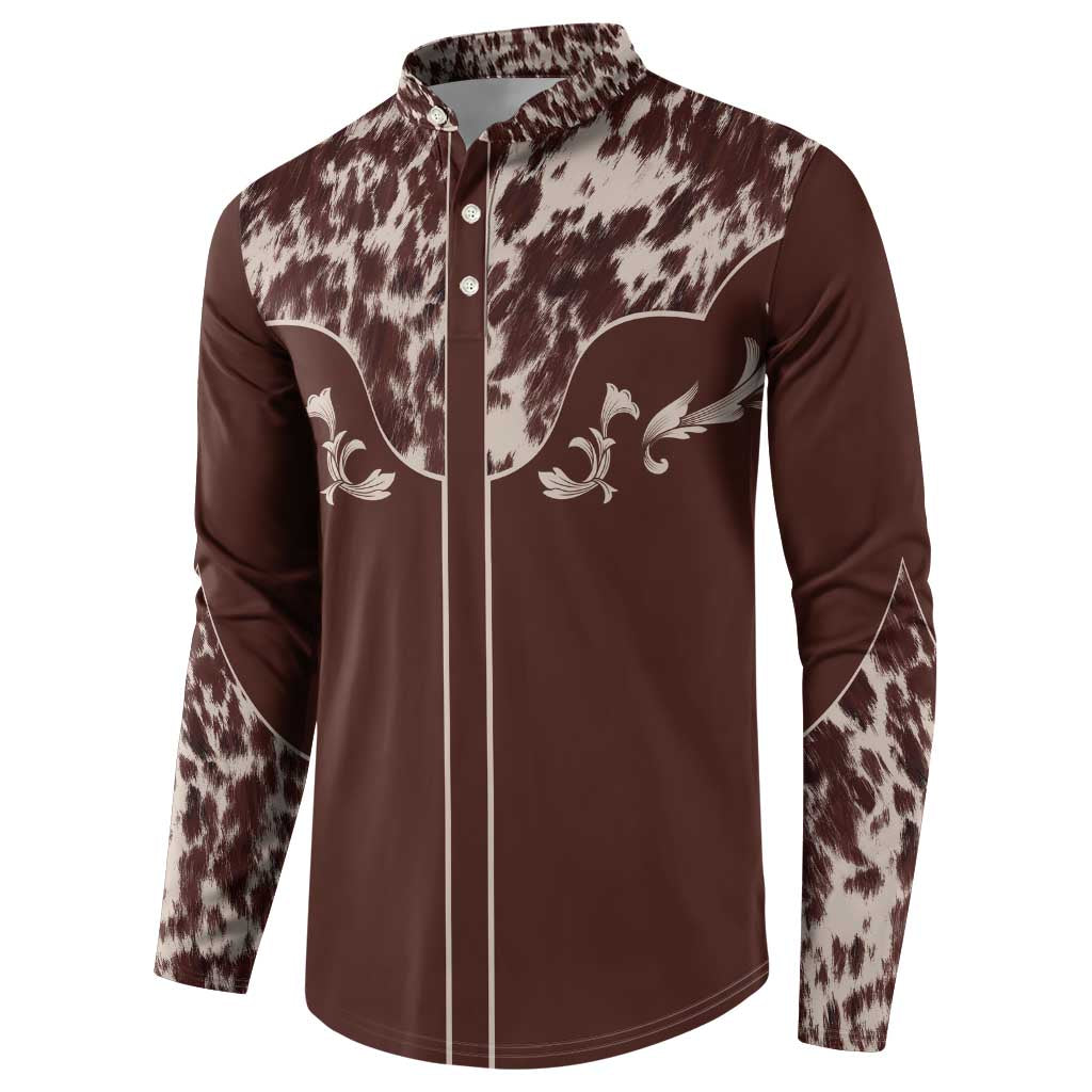 Cowboys Wild West Button Sweatshirt Dark Brown Cow Prints - Wonder Print Shop
