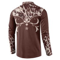 Cowboys Wild West Button Sweatshirt Dark Brown Cow Prints - Wonder Print Shop