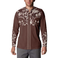 Cowboys Wild West Button Sweatshirt Dark Brown Cow Prints - Wonder Print Shop