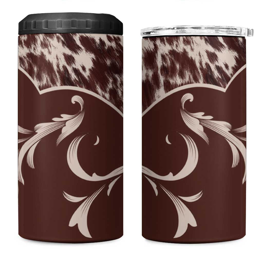 Cowboys Wild West 4 in 1 Can Cooler Tumbler Dark Brown Cow Prints - Wonder Print Shop