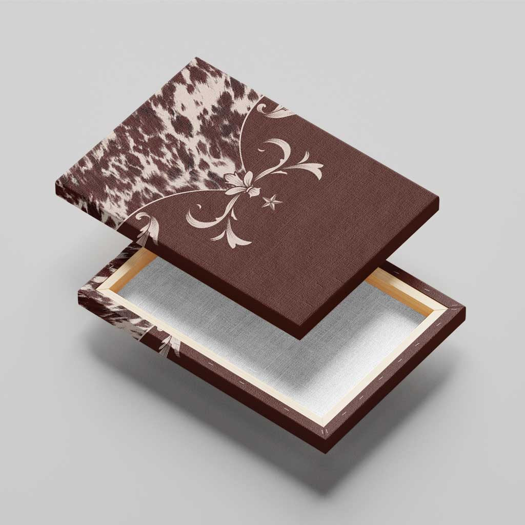 Cowboys Wild West Canvas Wall Art Dark Brown Cow Prints - Wonder Print Shop