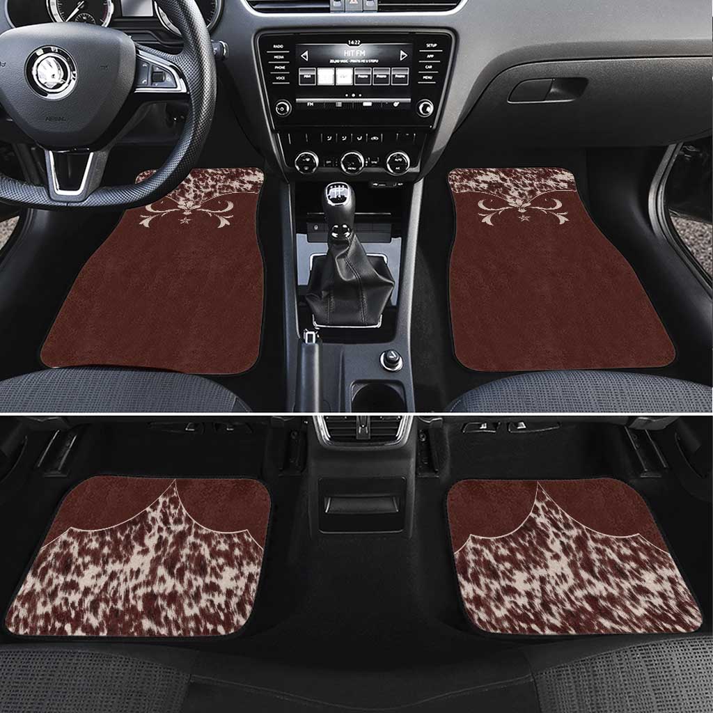 Cowboys Wild West Car Mats Dark Brown Cow Prints - Wonder Print Shop