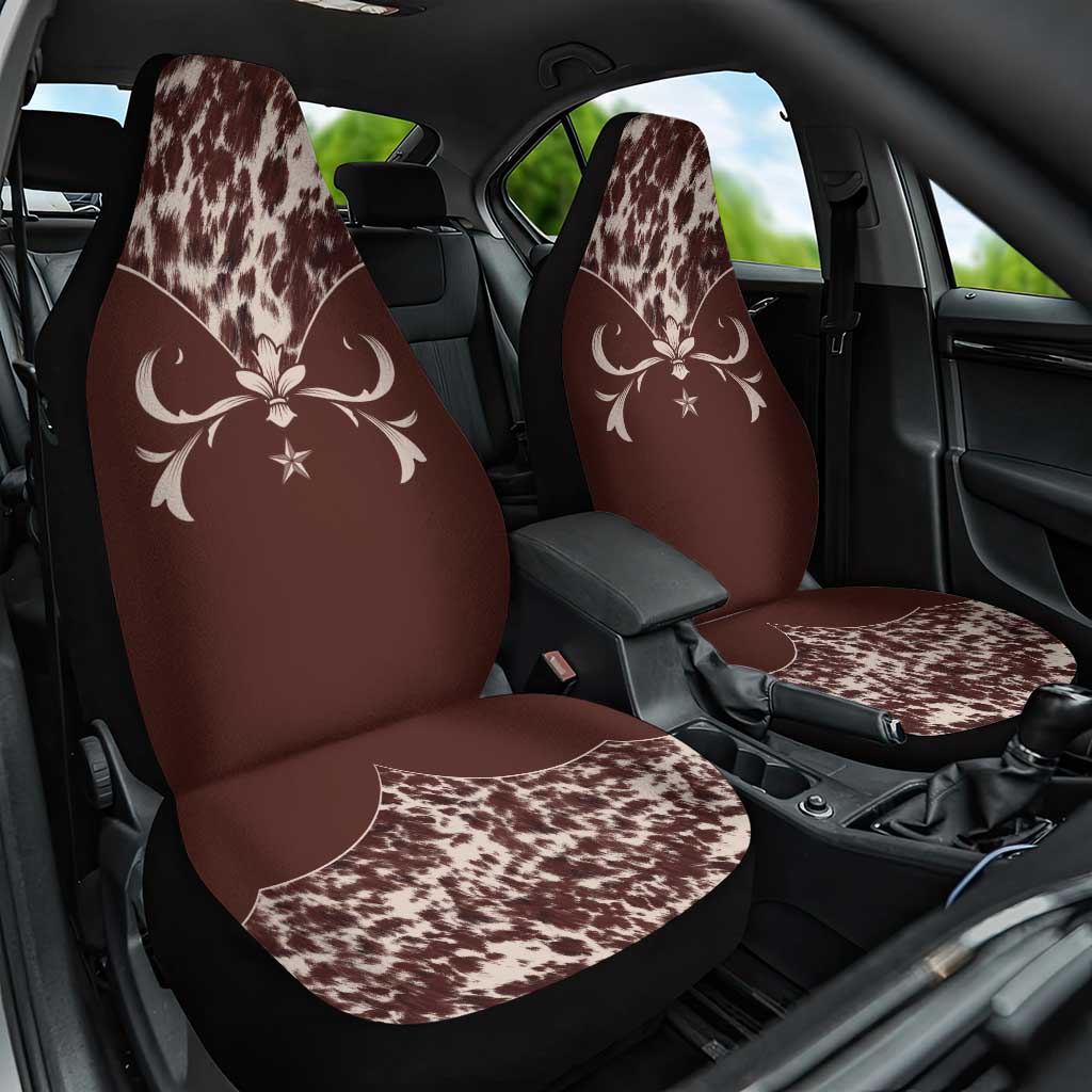 Cowboys Wild West Car Seat Cover Dark Brown Cow Prints - Wonder Print Shop