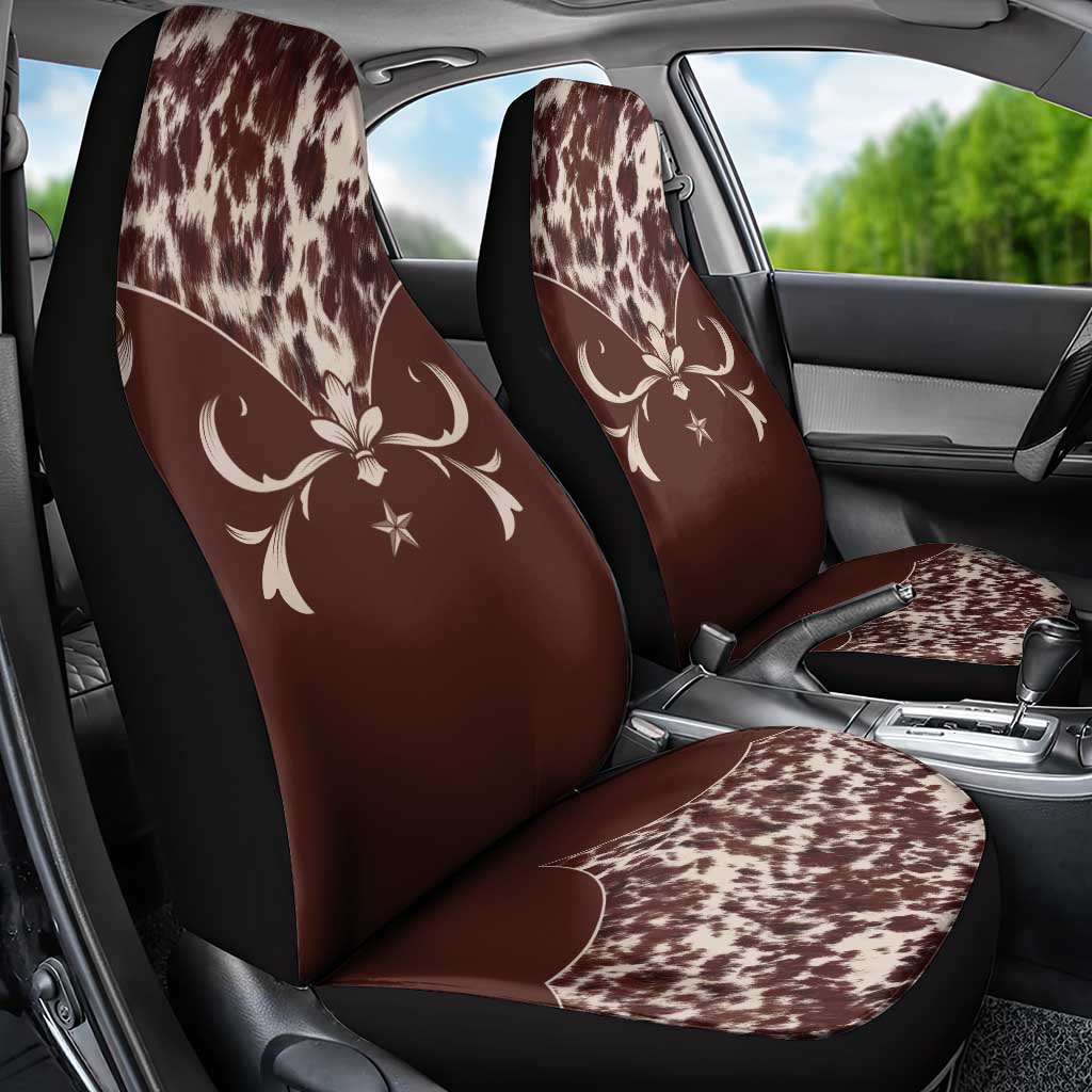Cowboys Wild West Car Seat Cover Dark Brown Cow Prints - Wonder Print Shop