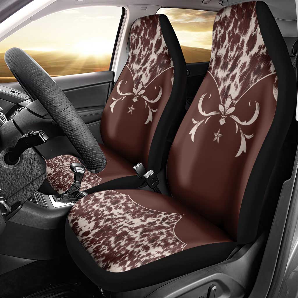 Cowboys Wild West Car Seat Cover Dark Brown Cow Prints - Wonder Print Shop
