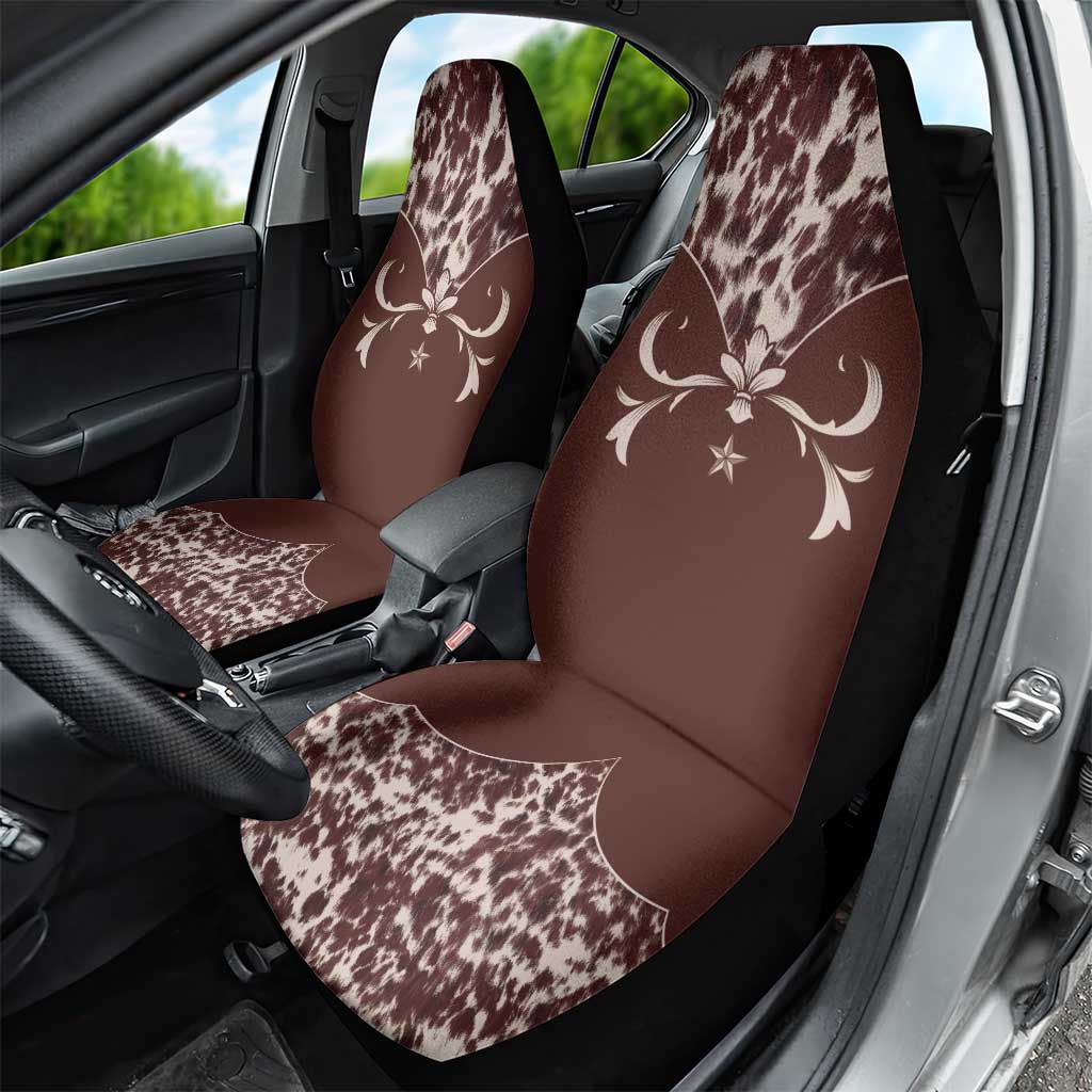 Cowboys Wild West Car Seat Cover Dark Brown Cow Prints - Wonder Print Shop