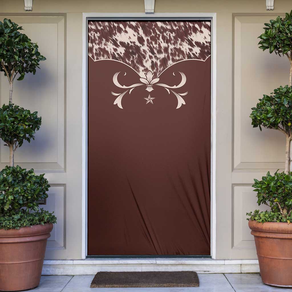 Cowboys Wild West Door Cover Dark Brown Cow Prints - Wonder Print Shop