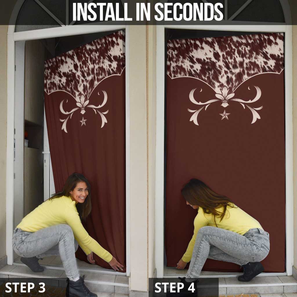Cowboys Wild West Door Cover Dark Brown Cow Prints - Wonder Print Shop