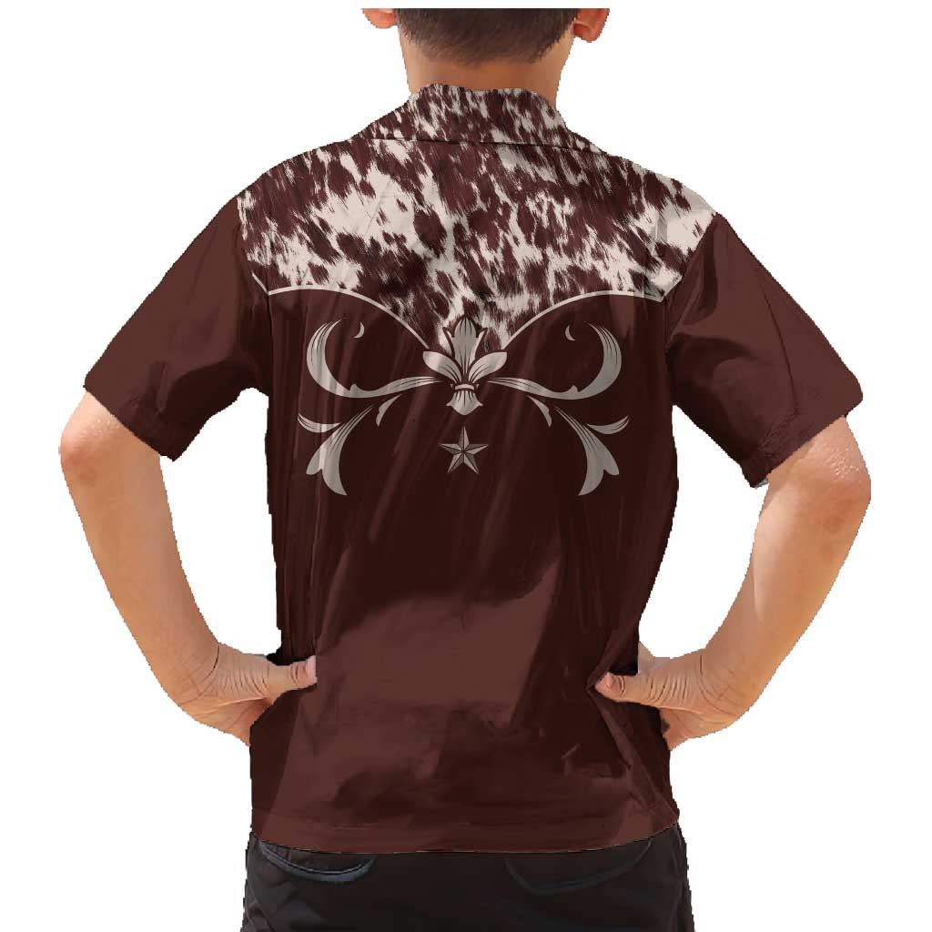 Cowboys Wild West Family Matching Mermaid Dress and Hawaiian Shirt Dark Brown Cow Prints - Wonder Print Shop