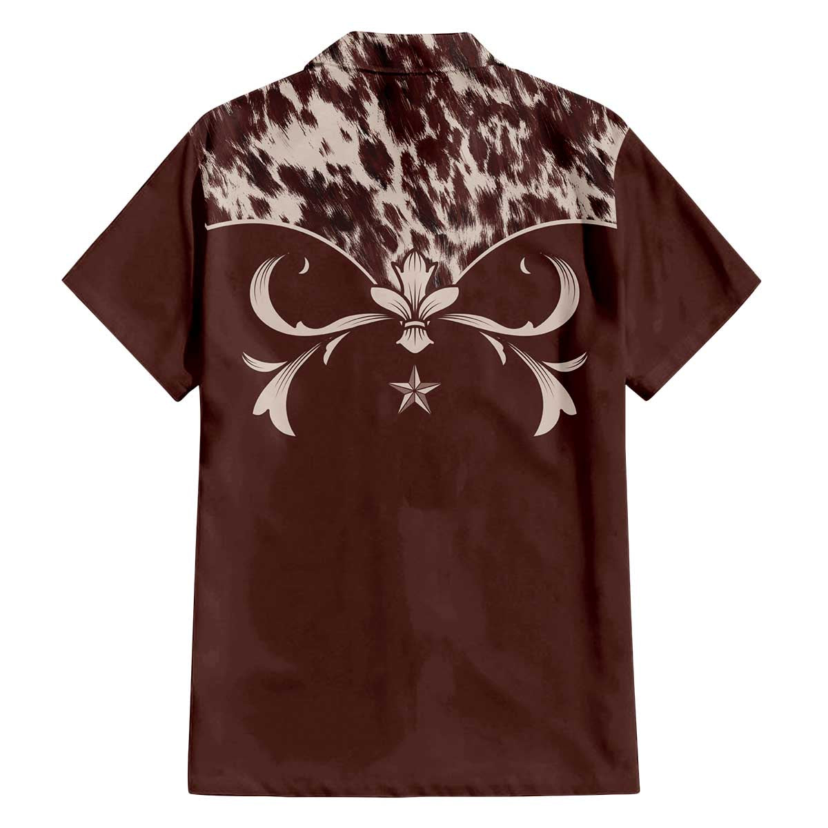 Cowboys Wild West Family Matching Off The Shoulder Long Sleeve Dress and Hawaiian Shirt Dark Brown Cow Prints - Wonder Print Shop