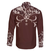 Cowboys Wild West Family Matching Off The Shoulder Long Sleeve Dress and Hawaiian Shirt Dark Brown Cow Prints - Wonder Print Shop