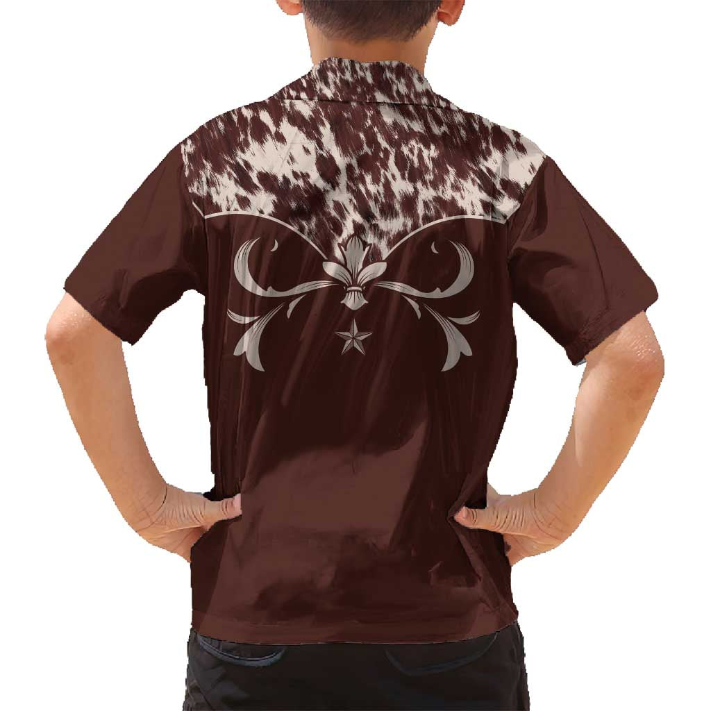 Cowboys Wild West Family Matching Summer Maxi Dress and Hawaiian Shirt Dark Brown Cow Prints - Wonder Print Shop