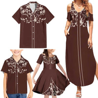Cowboys Wild West Family Matching Summer Maxi Dress and Hawaiian Shirt Dark Brown Cow Prints - Wonder Print Shop