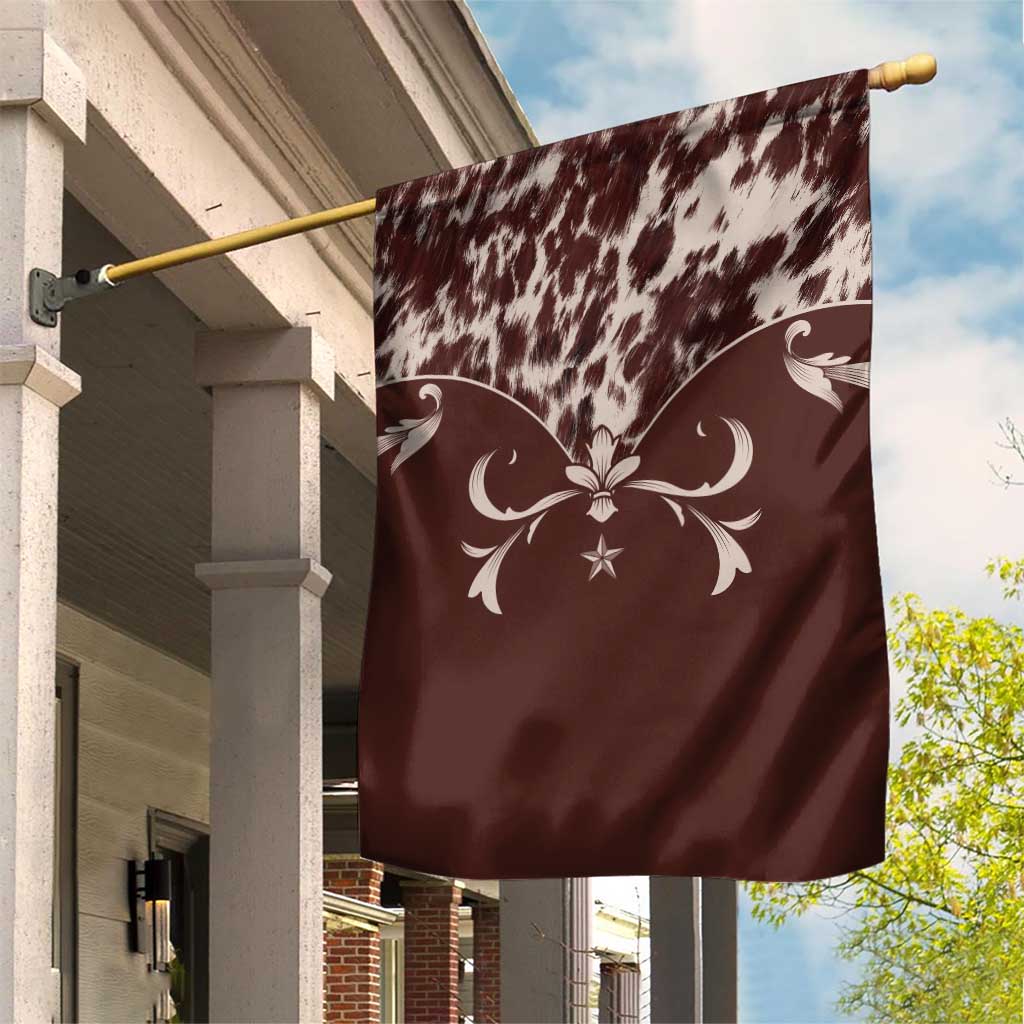 Cowboys Wild West Garden Flag Dark Brown Cow Prints - Wonder Print Shop