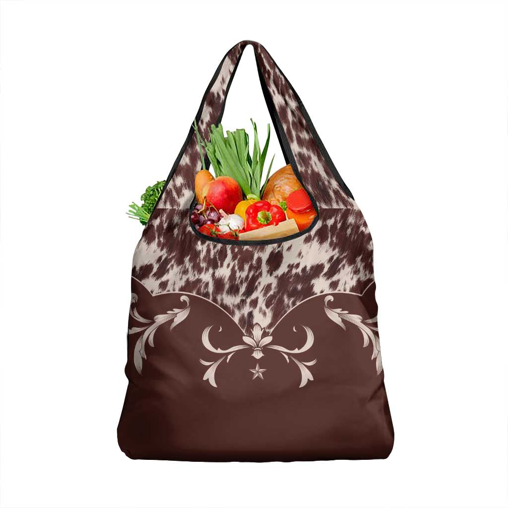 Cowboys Wild West Grocery Bag Dark Brown Cow Prints - Wonder Print Shop