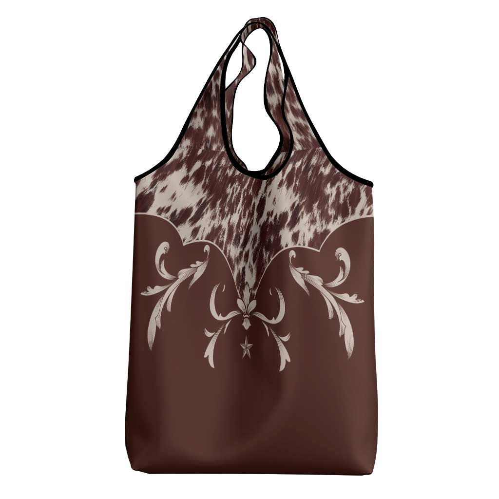 Cowboys Wild West Grocery Bag Dark Brown Cow Prints - Wonder Print Shop