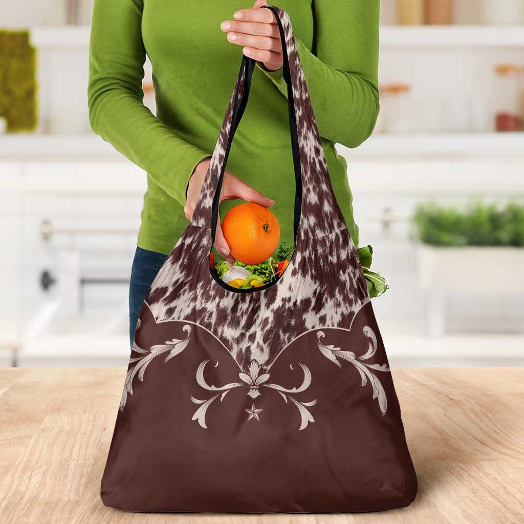 Cowboys Wild West Grocery Bag Dark Brown Cow Prints - Wonder Print Shop