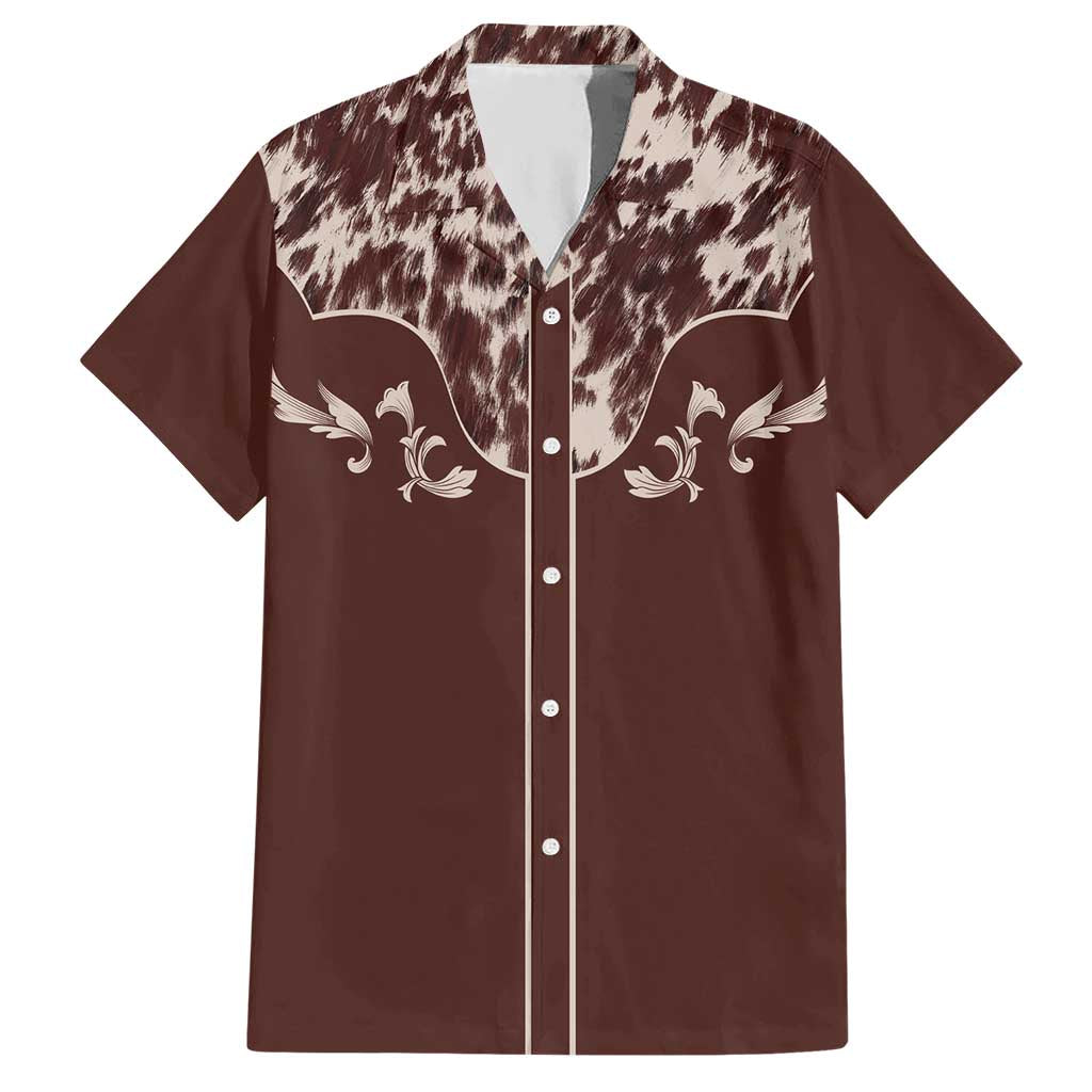 Cowboys Wild West Hawaiian Shirt Dark Brown Cow Prints - Wonder Print Shop