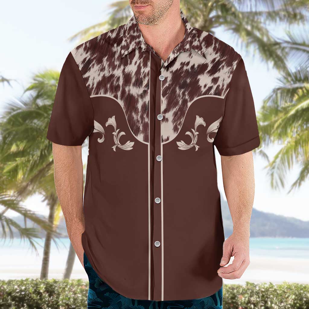 Cowboys Wild West Hawaiian Shirt Dark Brown Cow Prints - Wonder Print Shop