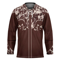 Cowboys Wild West Hockey Jersey Dark Brown Cow Prints - Wonder Print Shop