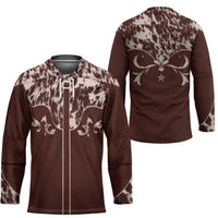 Cowboys Wild West Hockey Jersey Dark Brown Cow Prints - Wonder Print Shop
