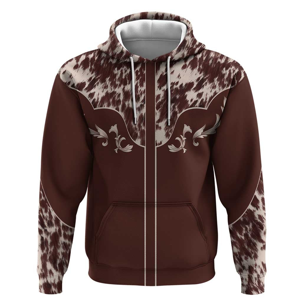 Cowboys Wild West Hoodie Dark Brown Cow Prints - Wonder Print Shop