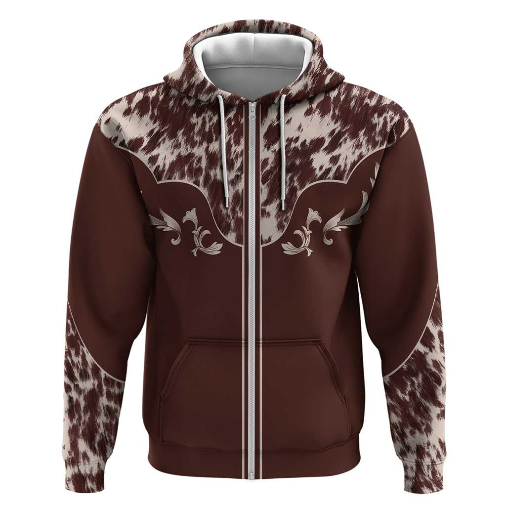 Cowboys Wild West Hoodie Dark Brown Cow Prints - Wonder Print Shop