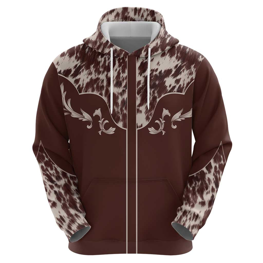 Cowboys Wild West Hoodie Dark Brown Cow Prints - Wonder Print Shop