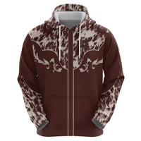 Cowboys Wild West Hoodie Dark Brown Cow Prints - Wonder Print Shop