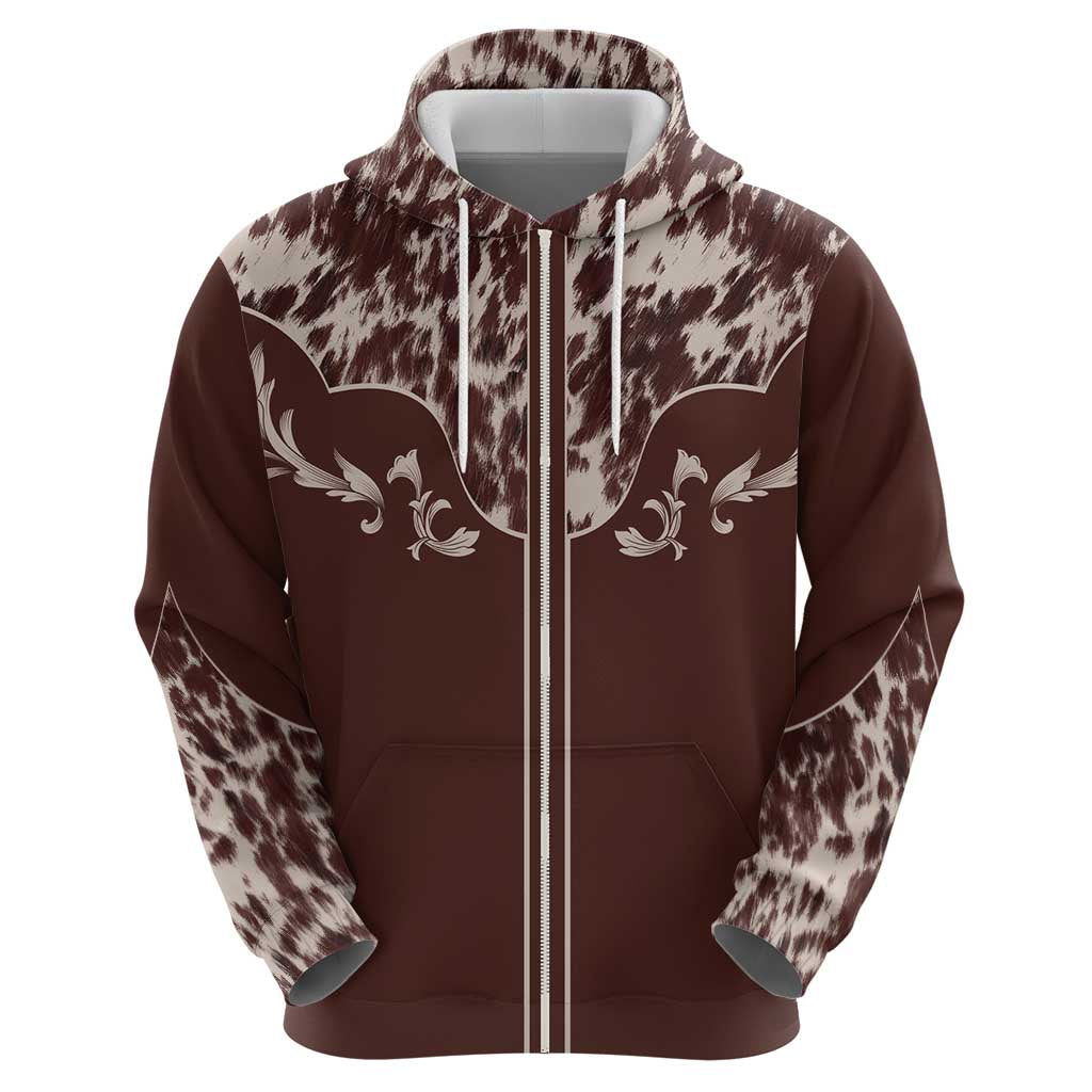 Cowboys Wild West Hoodie Dark Brown Cow Prints - Wonder Print Shop