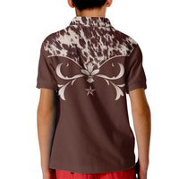 Cowboys Wild West Kid Polo Shirt Dark Brown Cow Prints - Wonder Print Shop
