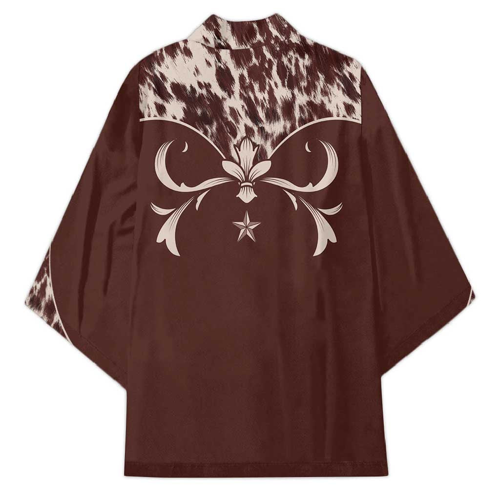Cowboys Wild West Kimono Dark Brown Cow Prints - Wonder Print Shop