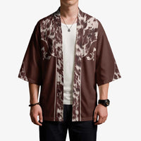 Cowboys Wild West Kimono Dark Brown Cow Prints - Wonder Print Shop