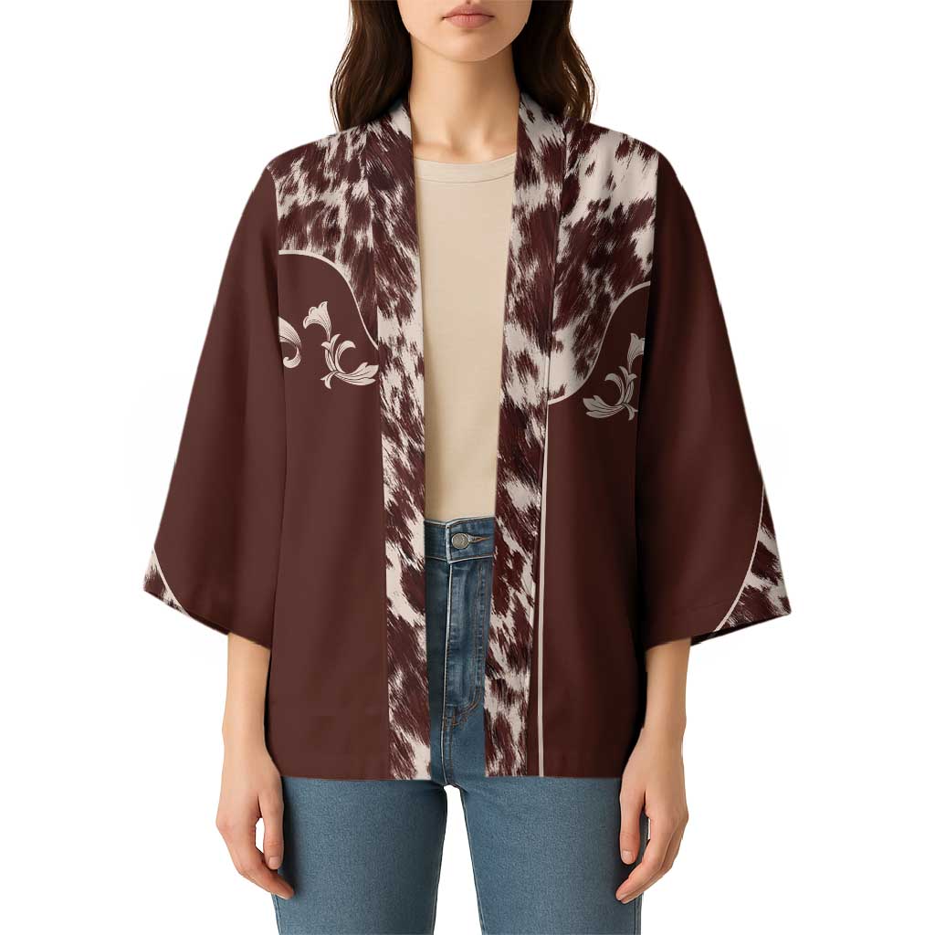 Cowboys Wild West Kimono Dark Brown Cow Prints - Wonder Print Shop