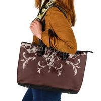 Cowboys Wild West Leather Tote Bag Dark Brown Cow Prints - Wonder Print Shop