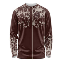 Cowboys Wild West Long Sleeve Shirt Dark Brown Cow Prints - Wonder Print Shop