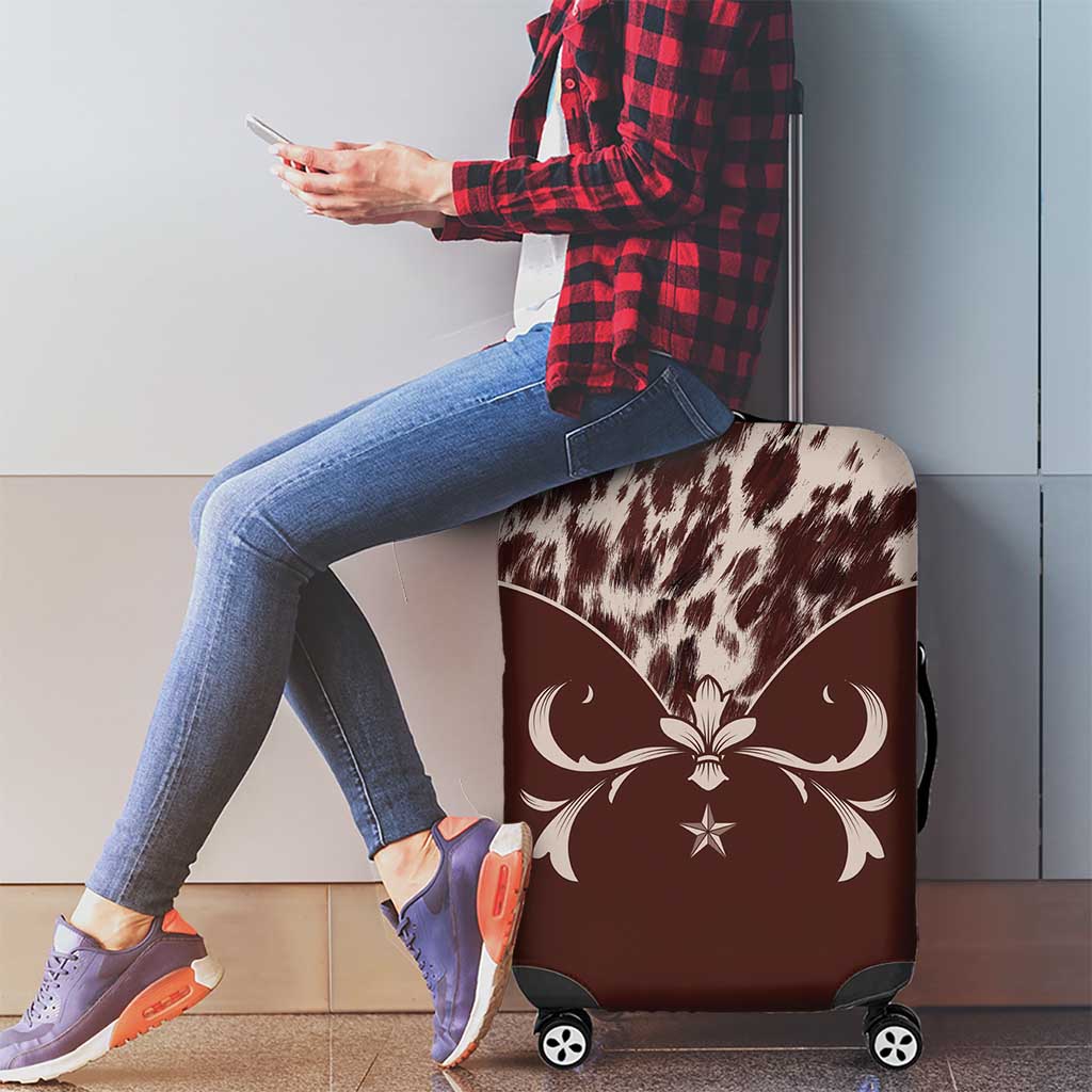 Cowboys Wild West Luggage Cover Dark Brown Cow Prints - Wonder Print Shop