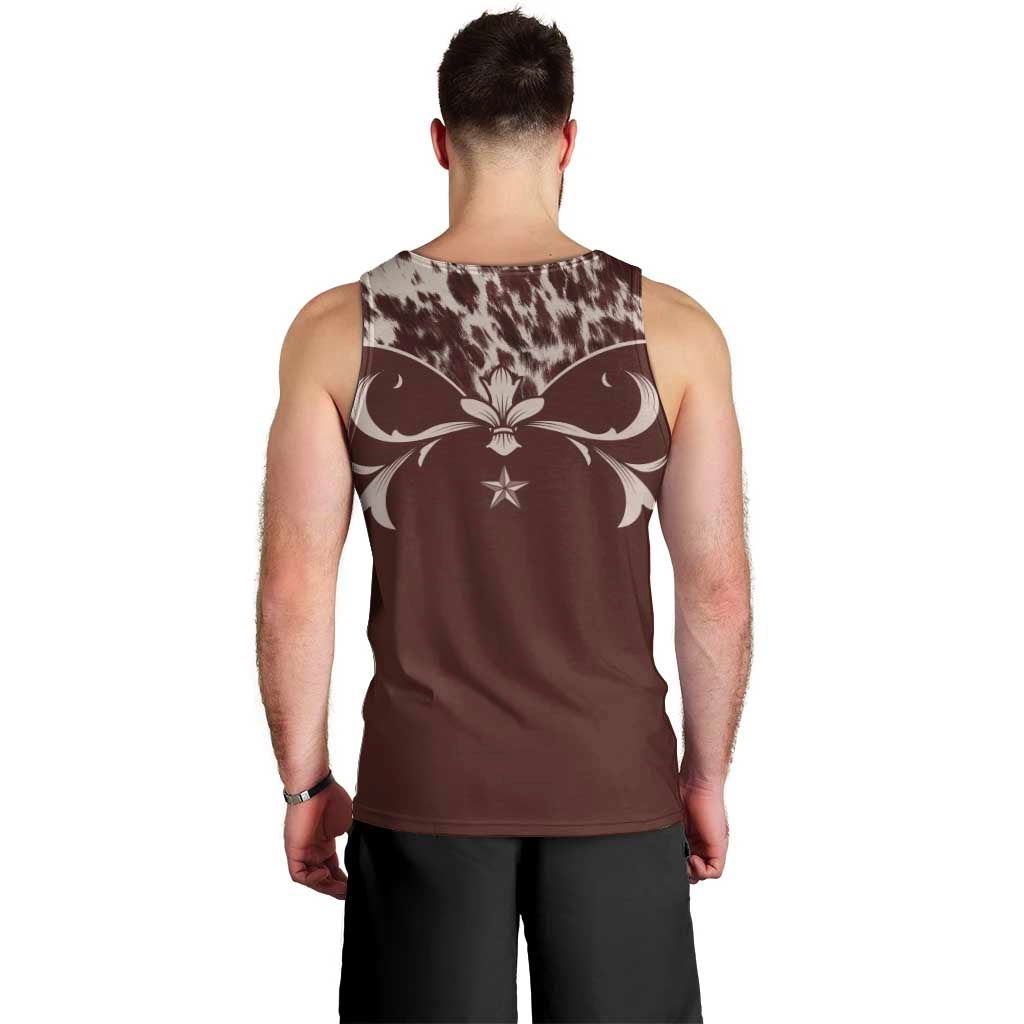 Cowboys Wild West Men Tank Top Dark Brown Cow Prints - Wonder Print Shop