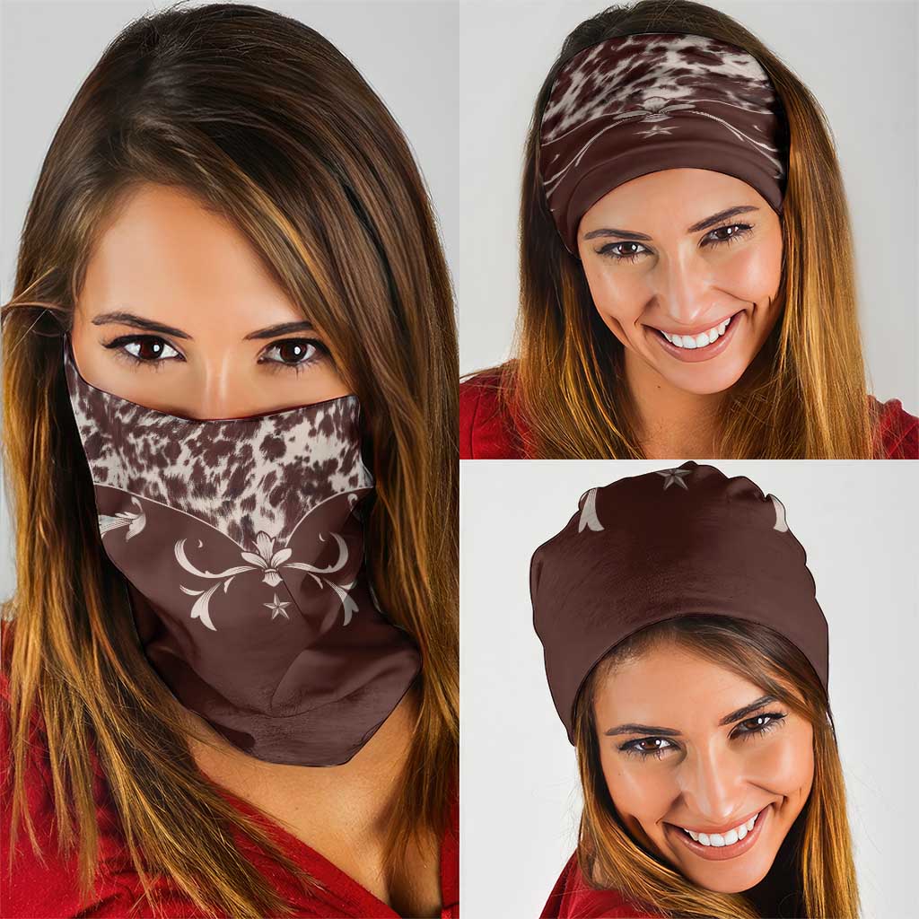 Cowboys Wild West Neck Gaiter Dark Brown Cow Prints - Wonder Print Shop