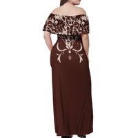 Cowboys Wild West Off Shoulder Maxi Dress Dark Brown Cow Prints - Wonder Print Shop