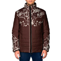 Cowboys Wild West Padded Jacket Dark Brown Cow Prints - Wonder Print Shop