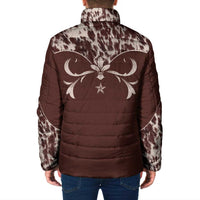 Cowboys Wild West Padded Jacket Dark Brown Cow Prints - Wonder Print Shop