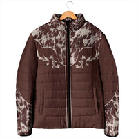 Cowboys Wild West Padded Jacket Dark Brown Cow Prints - Wonder Print Shop